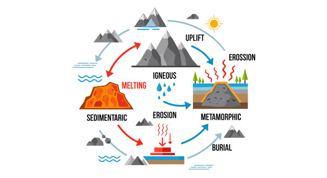 Earth Science Rock Cycle Diagram Vector Illustration
