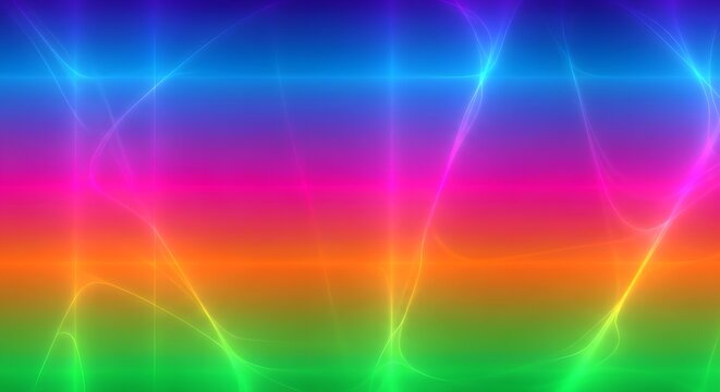 Abstract colorful background with bright neon light lines and gradient effects.