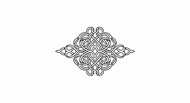 Intricate black and white knotwork ornament with swirling interconnected lines