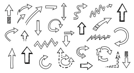 Fototapeta premium hand drawn arrows collection in various styles on transparent background high quality