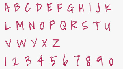 Obraz premium Pink Casual Handwritten Alphabet Font Set Letters
