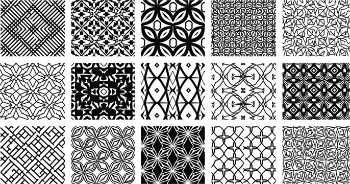 Intricate geometric islamic patterns collection isolated on white background, Vector