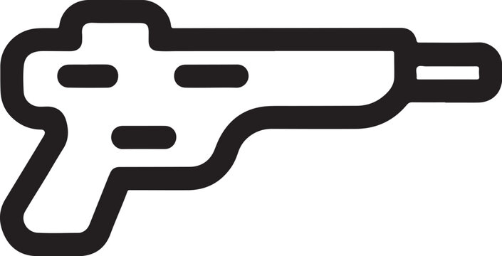 Submachine Gun Line Icon - Minimalist Tactical Pistol Vector Symbol