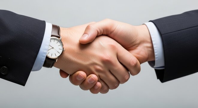 Two business professionals shaking hands sealing a deal