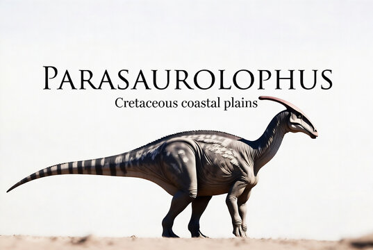 A Parasaaurolohophus, a Cretaceous coastal plains herbivore, is depicted in a realistic rendering.