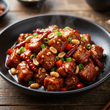 Chicken Stir Fry with Roasted Peanuts and Dried Red Chilies