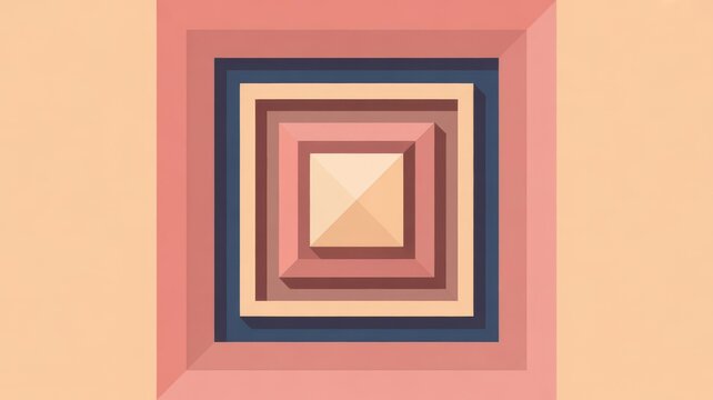 A compelling abstract graphic of nested square frames creating a receding tunnel effect, culminating in a central pyramid shape.