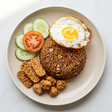 Fried Rice with Egg Tempeh and Vegetables