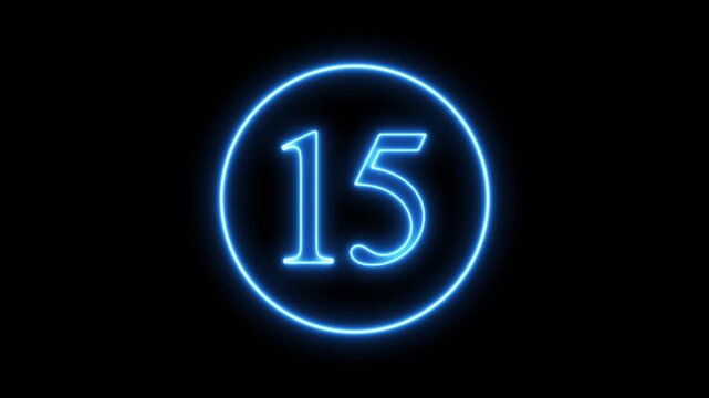 20 second Countdown neon Futuristic neon countdown timer from 20 to 0 seconds, counting down seconds neon number with black background