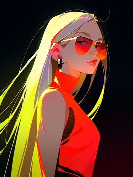 Alluring femme anime fatale illustration black background woman female charming allure dangerous secret agent 