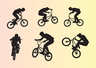 Naklejka premium Dynamic BMX biker performing stunts and tricks in various poses