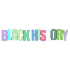 Fototapeta premium Multicolored bold typography spelling out black history text displayed on transparent background