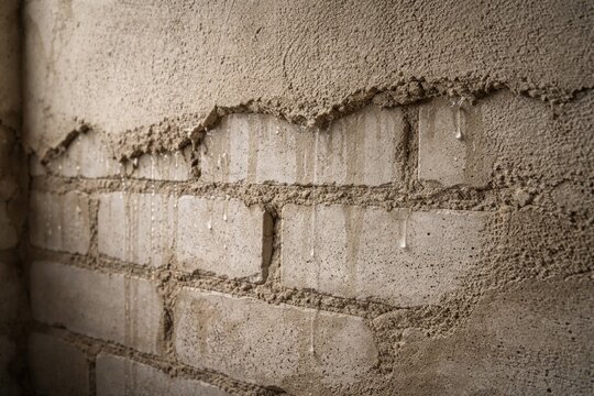 Cement plaster walls built with lightweight bricks enabling water penetration