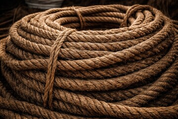 Obraz premium Extra long heavy duty natural coconut fiber rope for rugged use