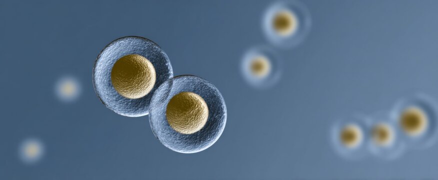 Intricate close-up of vibrant dividing yeast cells illustrating reproduction in Saccharomyces cerevisiae