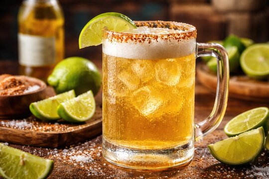 Invigorating Mexican chelada mix of lime juice and refreshing light beer