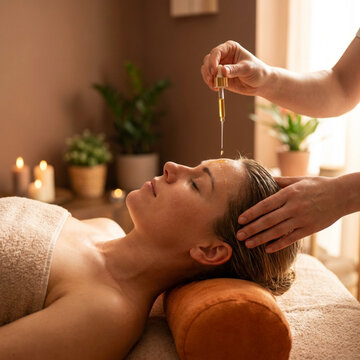 Facial Oil Treatment For Glowing Skin In Luxury Spa
