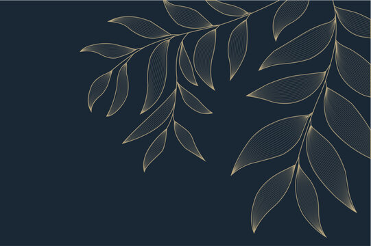 Elegant gold leaf design on a dark blue background for luxury and sophistication leaves. Resizable and Editable. EPS, 10.