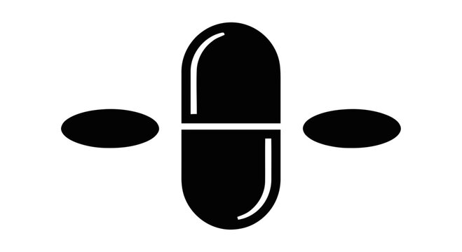 Black capsule pill icon design.