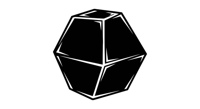 Black Dodecahedron Geometric Shape.