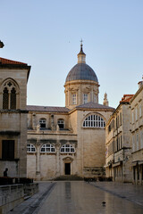 Fototapeta premium Dubrovnik cathedral in old town under clear sky