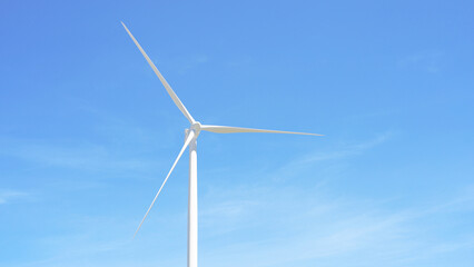 Fototapeta premium White Wind Turbine Against Clear Blue Sky