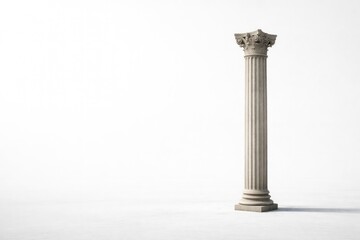 Fototapeta premium Lone tall stone column on white backdrop designed with extra copy space for text