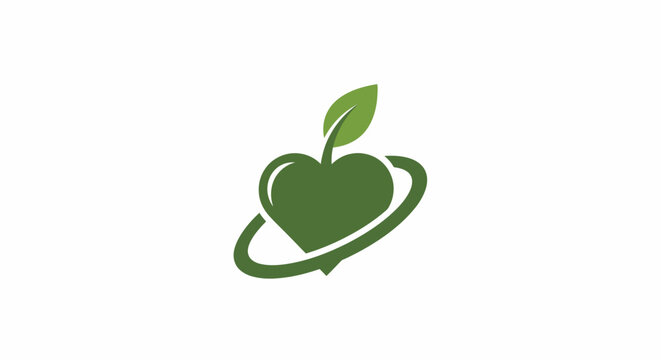 Green apple logo with leaf.