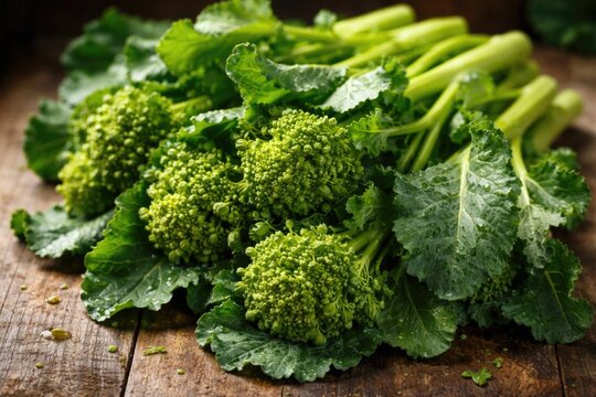 Healthy uncooked broccoli rabe fresh organic green vegetable