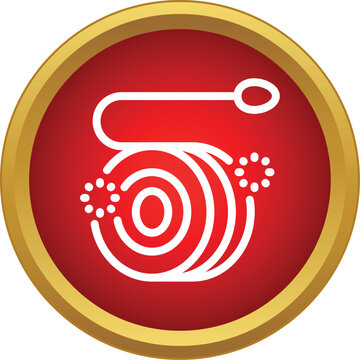 Yo yo icon displaying a classic toy with a string on a red circle background