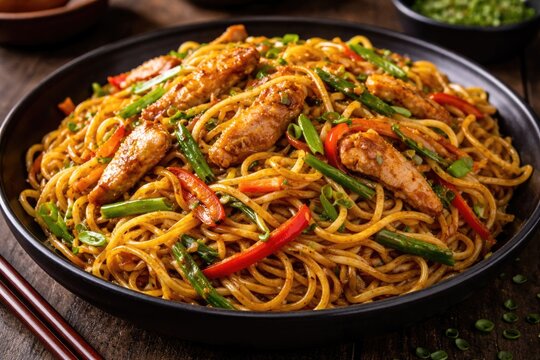 Exquisite Indian Chinese Chicken Hakka Noodle Dish for Restaurants