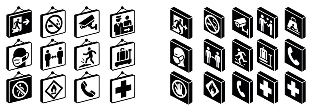 Safety icons with sign mask camera outline
