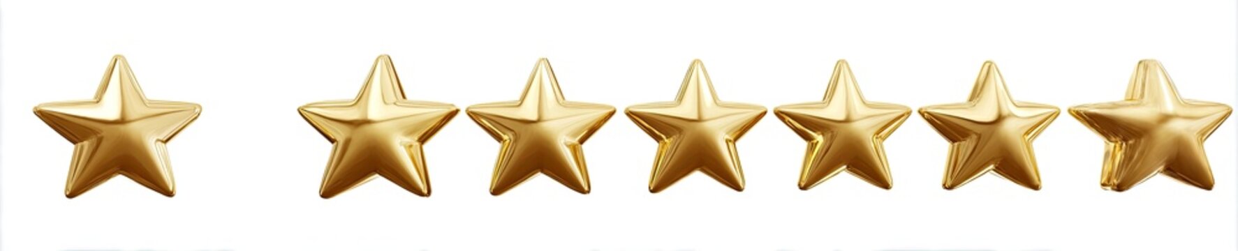 A series of seven golden stars on a white background, suggesting a rating system