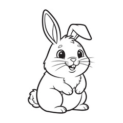Obraz premium Cute rabbit cartoon coloring page illustration vector. For kids coloring book