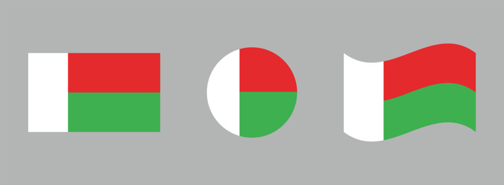 Madagascar flag variations: rectangle circle waving with madagascar republic national patriotism patriotic rectangle illustration isolated background tricolor