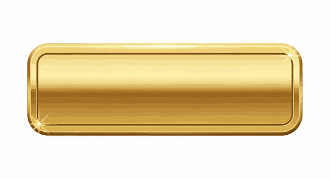 A reflective, polished golden rectangle with rounded edges and highlights