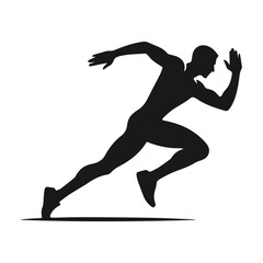 Obraz premium Silhouette of a sprinting athlete in motion running fast.