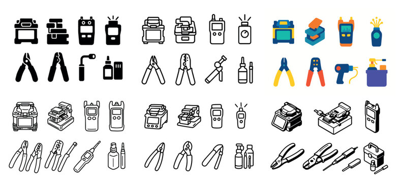 Set of electronic repair tools icons