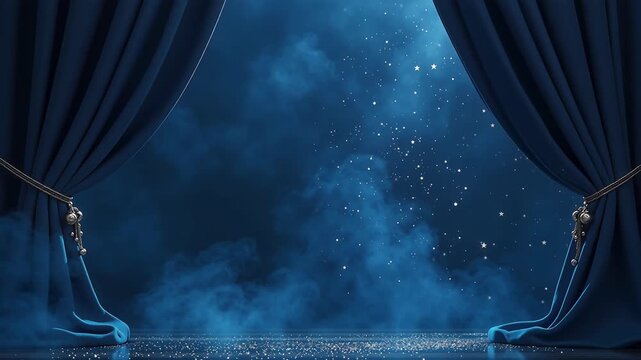 Mystical Stage with Curtains and Sparkling Effects