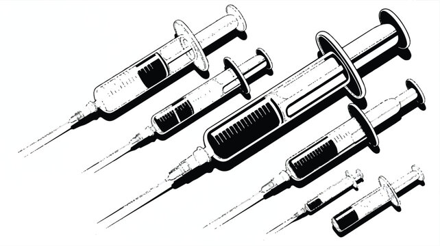 Medical syringes in various sizes for injection purposes