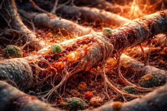 High magnification of multiple sclerosis lesion with nerve fiber damage
