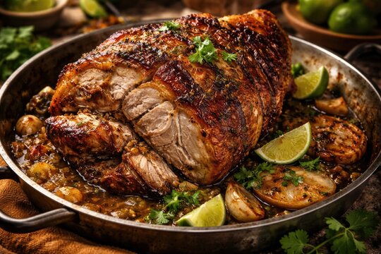 Juicy roasted pork pernil with authentic Caribbean flavors