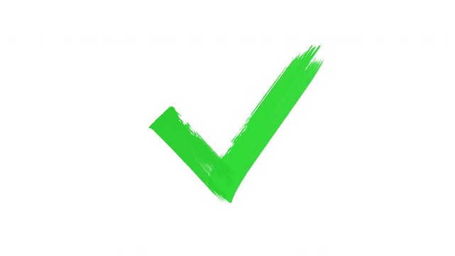 Animation hand painted brush check mark with three colors, symbolizing approval, success and confirmation. suitable presentation business videos, feedback, marketing and motion graphic