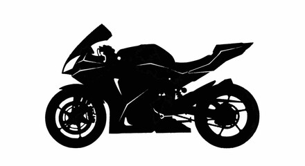 Fototapeta premium Black Motorcycle Side View Silhouette.