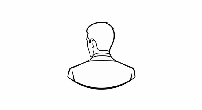 Illustration of a person's head and shoulders from the back, in a suit