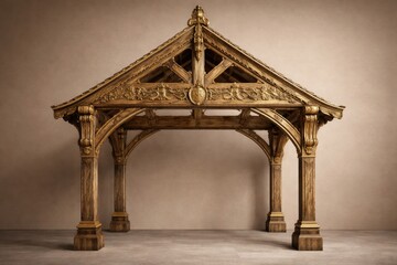 Fototapeta premium Old style gilded timber frame showcased on a smooth neutral background