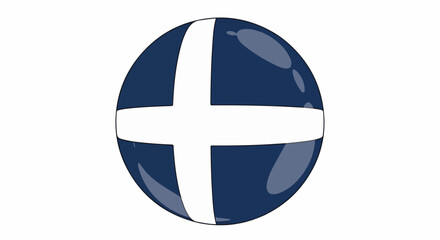 Fototapeta premium Dark blue sphere with a white cross, highlighted with reflections