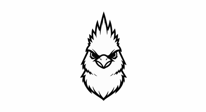 Fierce bird head with sharp beak and intense eyes