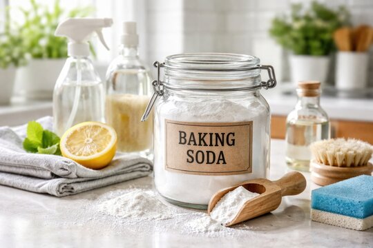 Baking soda as a versatile cleaner for kitchen and bathroom