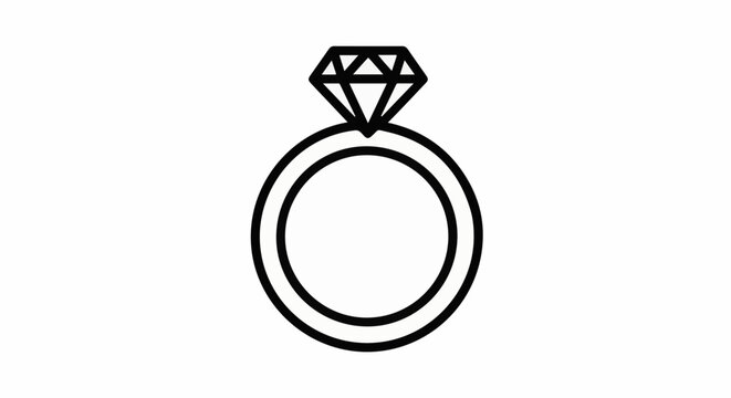 Simple outline of a diamond ring on white background